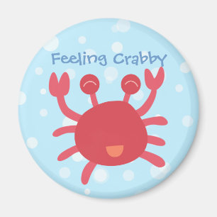 Cute Red Crab Feeling Crabby Pun Magnet