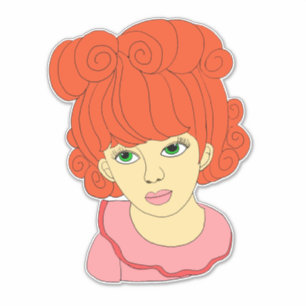 Cute Red Curly Hair Little Girl cartoon art