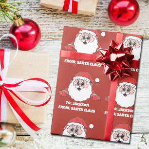Cute Red Customized From Santa Claus Wrapping Paper