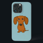 Cute Red Dachshund | Funny Cartoon Wiener Dog iPhone 13 Pro Case<br><div class="desc">Cute Short Haired Red Dachshund Cartoon Dog with Big Floppy Ears and Eyes Looking Up. A funny doxie puppy dog looking very sweet and maybe a little bit guilty. This fun wiener dog lover’s cell phone case is available for a variety of mobile phone brands. Check out Jenn’s Doodle World...</div>