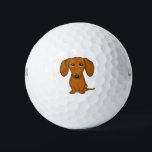 Cute Red Dachshund | Funny Cartoon Wiener Dog Golf Balls<br><div class="desc">Easily identify your ball on the golf course with this original wiener dog golf ball. Cute smooth coated red Dachshund. Makes a great gift for the golfer in your life who loves a Doxie.</div>