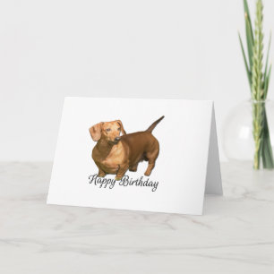 Cute Red Dachshund wishes Happy Birthday Card