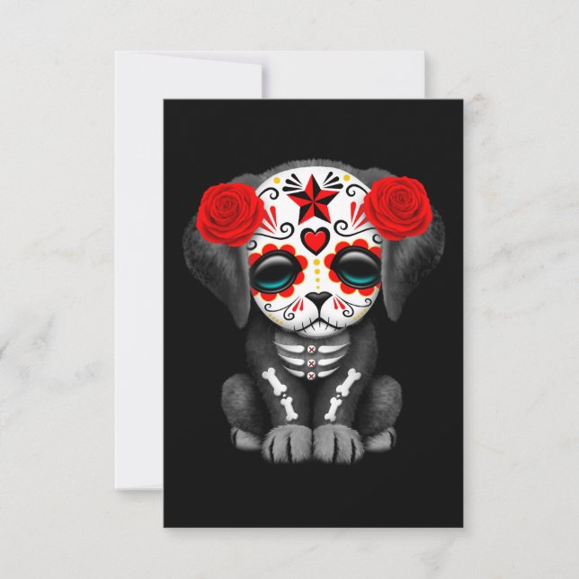 Cute Red Day of the Dead Puppy Dog Black (Front)