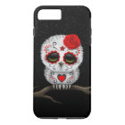 Cute Red Day of the Dead Sugar Skull Owl Stars