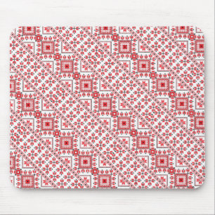 Cute red decorative ukrainian patterns design mouse pad