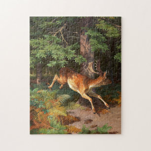 Cute Red Deer In The Forest Jigsaw Puzzle