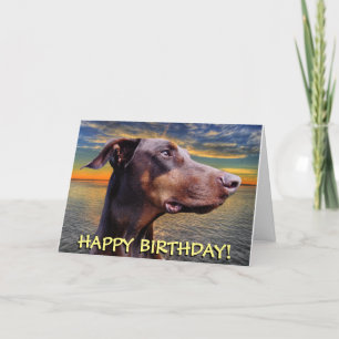 Cute red doberman card