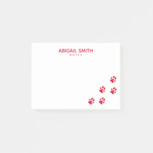 Cute Red Dog Paw Prints - Personalized Post-it Notes