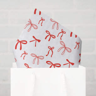 Cute Red doodle bow on white  Tissue Paper
