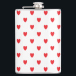 Cute Red Doodle Hearts White Classy Elegant 2022 Hip Flask<br><div class="desc">Designed with cute red doodle heart patterns in solid white background. You may change to any background colour as you wish.</div>