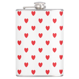 Cute Red Doodle Hearts White Classy Elegant 2022 Hip Flask