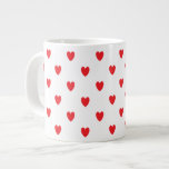 Cute Red Doodle Hearts White Classy Elegant 2022 Large Coffee Mug<br><div class="desc">Designed with cute red doodle heart patterns in solid white background. You may change to any background colour as you wish.</div>