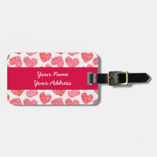 Cute Red Doodled Heart Valentine's Day Pattern Luggage Tag