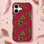 Cute Red Doodles Floral Pattern<br><div class="desc">Seamless floral pattern with hand drawn flowers on a dark red background.</div>