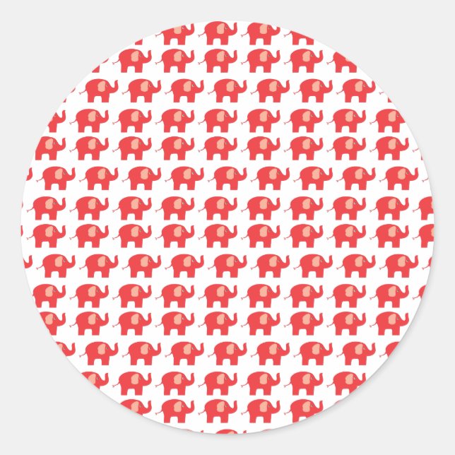 cute Red elephant stickers. Classic Round Sticker (Front)