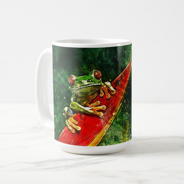 Cute Red Eyed Costa Rica Tree Frog Artistic Coffee Mug (Front Left)
