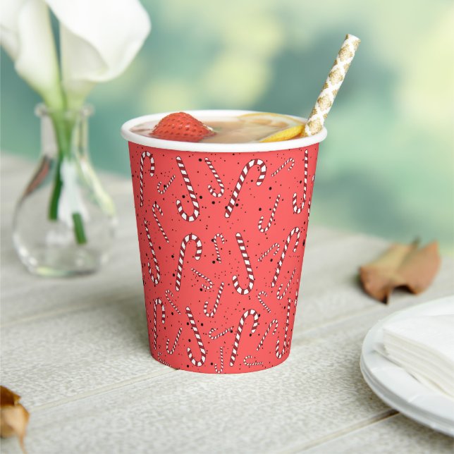 Cute red festive candy cane white for kids xmas    paper cups (Insitu)