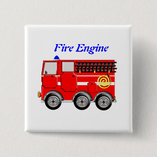 Cute Red Fire Engine Boys Button Badge