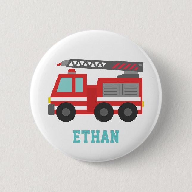 Cute Red Fire Truck for Little Fire fighters 2 Inch Round Button (Front)