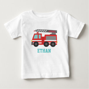 Cute Red Fire Truck for Little Fire fighters Baby T-Shirt