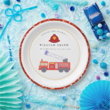 Cute Red Firetruck Engine Kids Any Age Birthday Pa