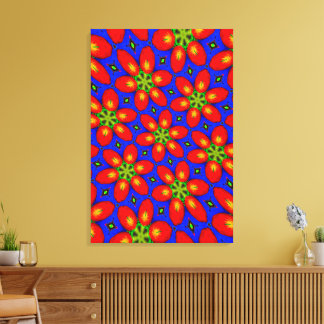 Cute Red Floral Pattern Canvas Print