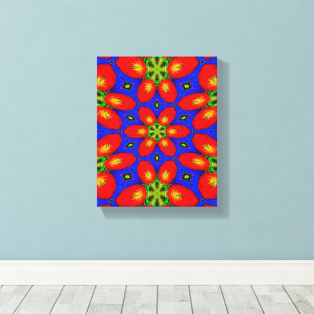 Cute Red Floral Pattern Canvas Print (Insitu(Wood Floor))