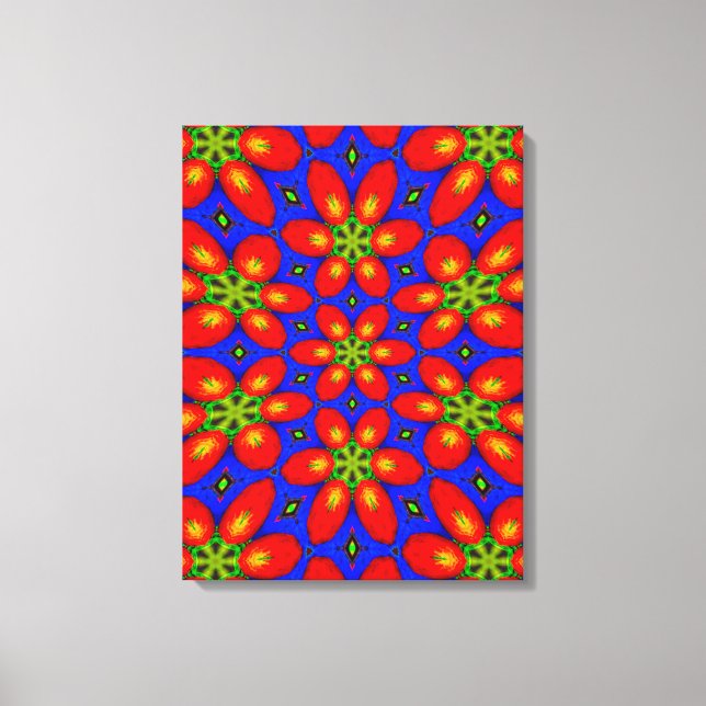 Cute Red Floral Pattern Canvas Print (Front)