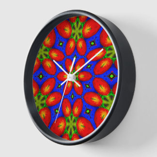 Cute Red Floral Pattern Clock