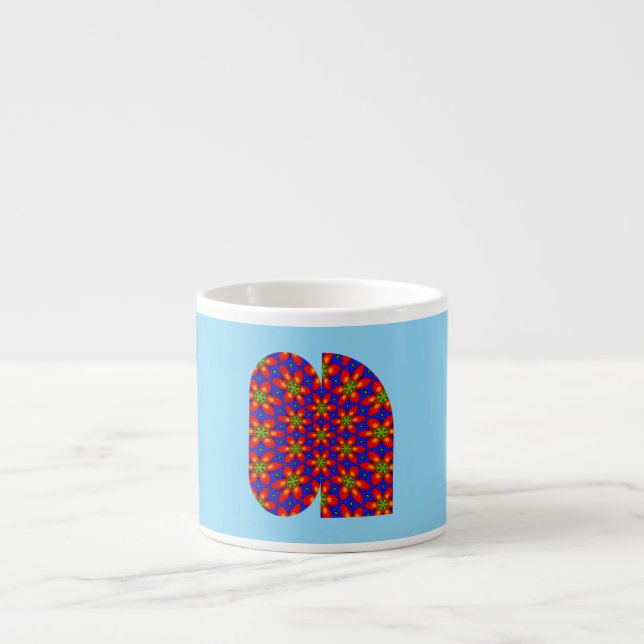 Cute Red Floral Pattern Espresso Cup (Front)
