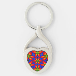 Cute Red Floral Pattern Keychain