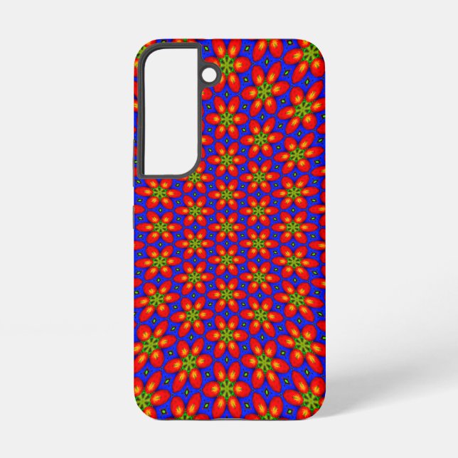 Cute Red Floral Pattern Samsung Galaxy S22 Case (Back)