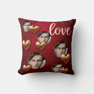 Cute Red floral & Pink Hearts Valentine's Day Throw Pillow