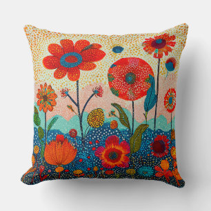 Cute red flowers throw pillow