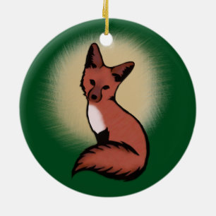 Cute Red Fox Ceramic Ornament