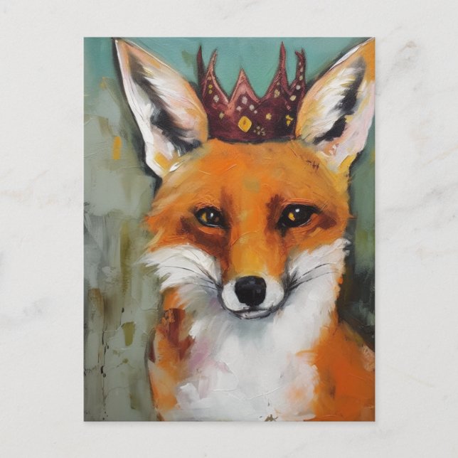 Cute Red Fox in a Crown  Postcard (Front)
