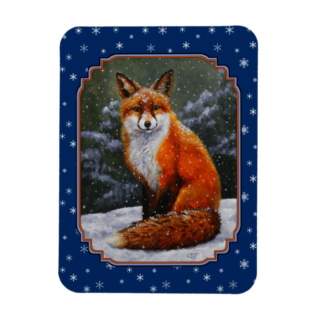 Cute Red Fox in Winter Snow Magnet (Vertical)