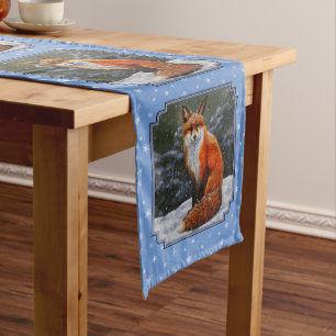 Cute Red Fox in Winter Snow Medium Table Runner