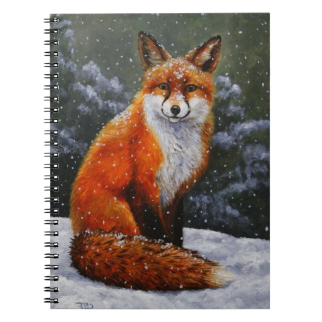 Cute Red Fox in Winter Snow Notebook (Front)