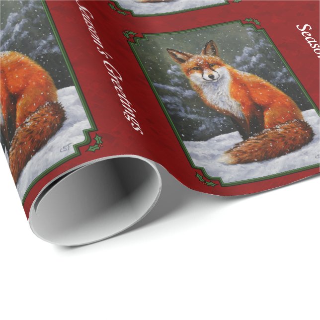 Cute Red Fox in Winter Snow Wrapping Paper (Roll Corner)