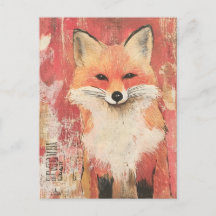 Cute Red Fox Mixed Media