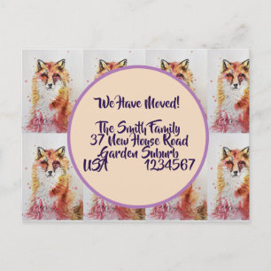 Cute Red Fox New Address Postcard, We Are Moving Postcard