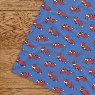 Cute Red Fox Pattern Blue Baby Kids Fleece Blanket