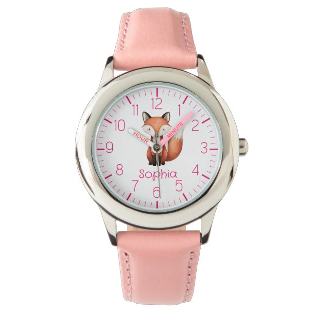 Cute Red Fox Personalized Kid's Watch    (Front)