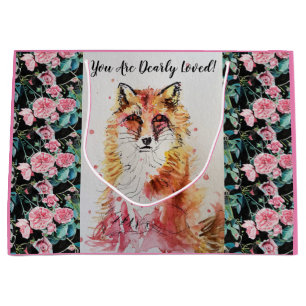 Cute Red Fox & Roses You Are Dearly Loved Gift Bag