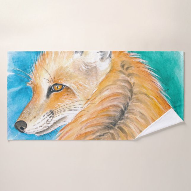 Cute red Fox Watercolor Art Bath Towel Set (Bath Towel)