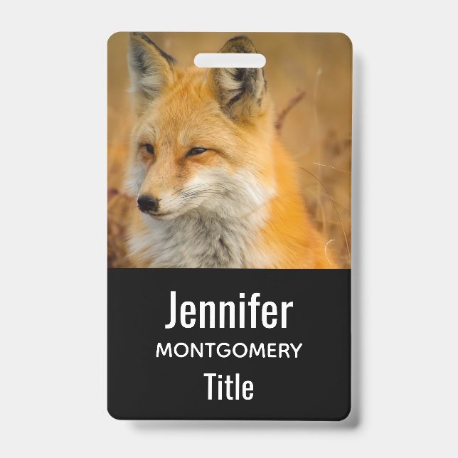 Cute Red Fox Wilderness Nature Photography Badge (Front)