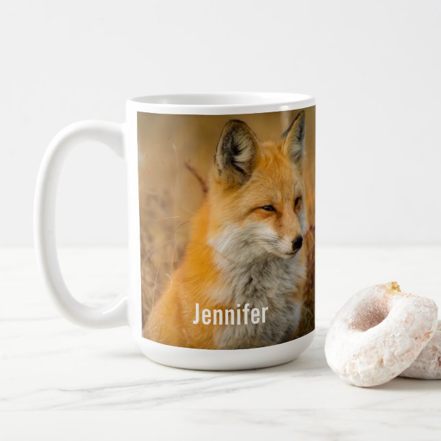 Cute Red Fox Wilderness Nature Photography Coffee Mug (With Donut)