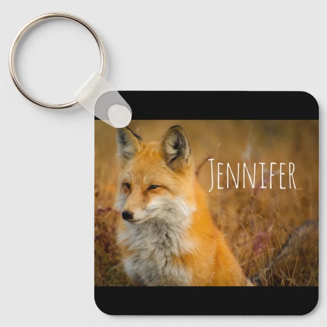 Cute Red Fox Wilderness Nature Photography Keychain (Front)