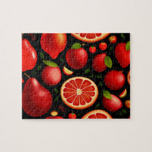 Cute Red Fruits Pattern Jigsaw Puzzle